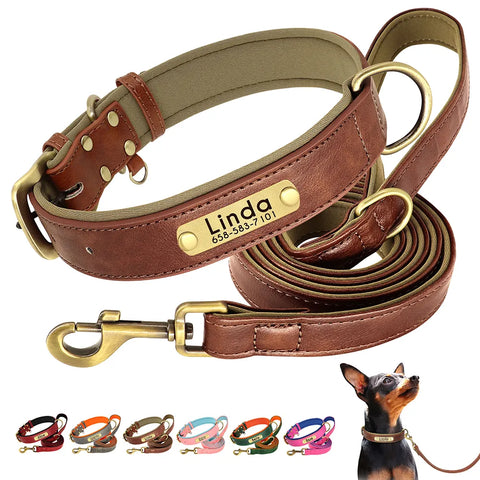 Personalized Nameplate Leather Dog Collar™️