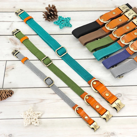 Customized Nylon Leather Dog Collar Leash Set™️