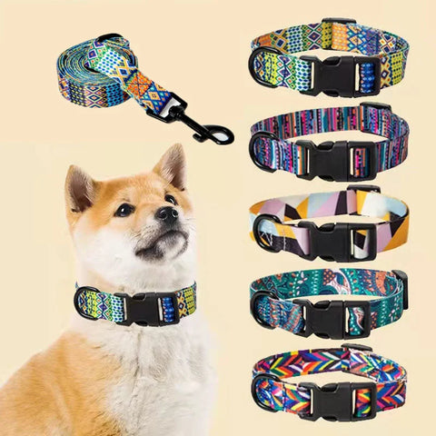 Bohemian Style Nylon Dog Collar Leash Set™️